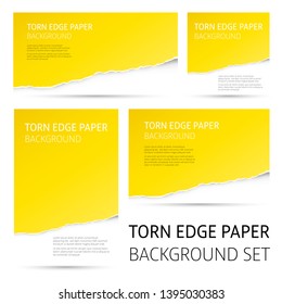 Torn edge paper background set. Colorful vector templates.