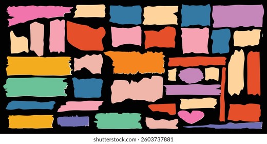 Torn edge paper set. Vector colorful ripped papers with distressed edges