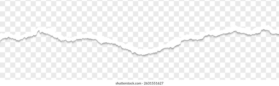 torn edge of white paper spreads across the with a transparent background