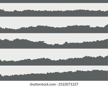 Torn edges of paper, craft design layered elements vector collection. Ripped edges paper borders. Torn sheets of paper. Torn strips. Realistic torn paper edges collection. Ripped squared horizon