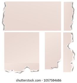 Torn edges paper hole lacerated ragged edge and crack realistic 3d style vector illustration concept grunge page template.