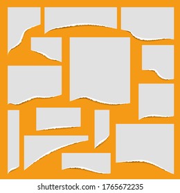 Torn edges paper set. Vector illustration.