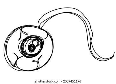 Torn eye in one line on a white background. Element of human zombie vision. Observing ball. stock illustration for Halloween postcard.