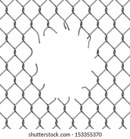 Torn fence chain, vector illustration