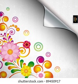 Desgarre el fondo floral para el diseño de regalo. Decoración luminosa con flores abstractas y rizos.