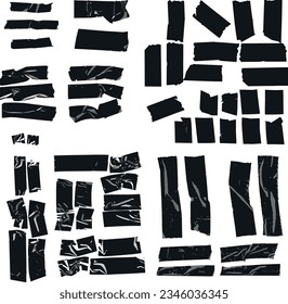 Torn fragments of black adhesive tape