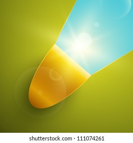 Torn golden paper with place for text. Part of vector background set.