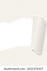 Quadro de plano de fundo de papel de gráfico rasgado, grade de pontos, notebook, vertical