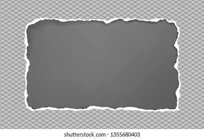 Torn grey paper frame for text on squared background. Vector illustration