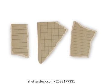 Torn Grid Notebook Paper Scraps, Vector illustration 