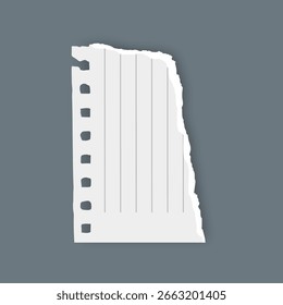 Fragmento de papel de rejilla rota con margen perforado