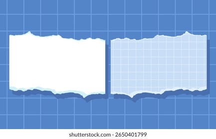 torn grid papers one lighter on a blue, grid-patterned background, evoking a blueprint feel. Ideal for collaboration, brainstorming, or educational content, for presenting multiple ideas visually.