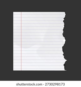 Nota de papel blanco de la rejilla rasgada con la cinta en el fondo gris, marco rasgado de la textura de papel