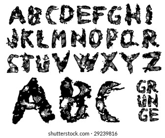 torn up grunge font  -  each character is grouped for better handling, scalable vector