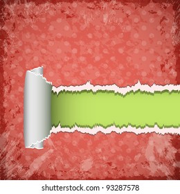 Torn grunge wallpaper background with place for text. Part of vintage set. Vector art.