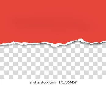 Torn a half sheet of red paper from the bottom. Vector paper template.