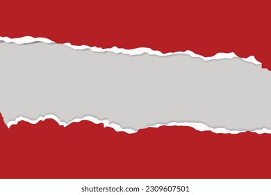 Torn a half sheet of red paper with free copyspace. Vector template paper design.