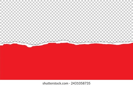 Torn a half sheet of red paper from the bottom. Vector template paper design.  Vector Illustration.
