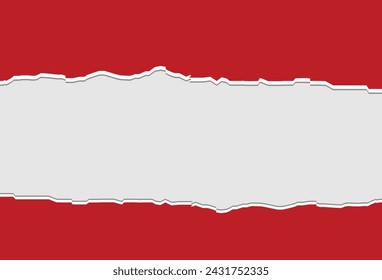 Torn a half sheet of red paper with free copy space. Vector template paper design. Vector illustration. Eps file 699.
