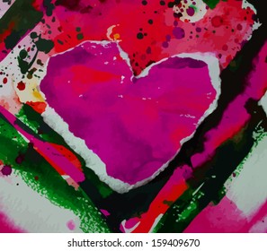 torn heart from watercolors to paint spots 