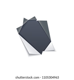 Torn hole with gray edges in middle of white paper with dark background underneath - isolated vector illustration of ragged sheet effect. Ripped page with empty space for text.