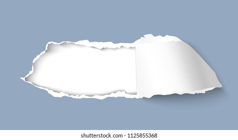 Torn hole paper isolated on white background. Paper effect for web, promo and sale design. Realistic vector illustration of papers with hole