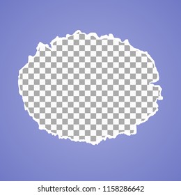 Torn hole in the sheet of paper on a transparent background. Vector illustrations.