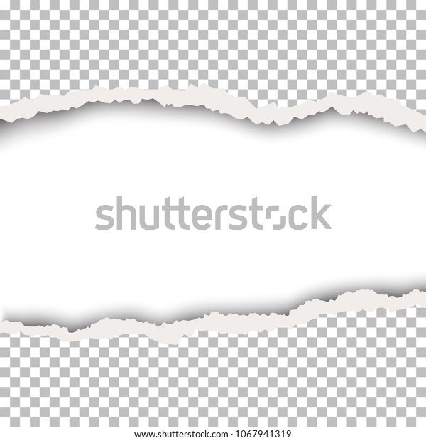 Torn hole in transparent sheet of paper with soft\
shadow. White background of the resulting window. Vector template\
paper design.