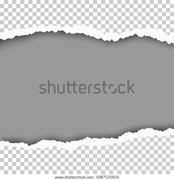 Torn hole in transparent sheet of paper with soft
shadow. White background of the resulting window. Vector template
paper design.
