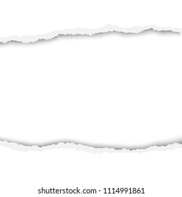 Torn hole in white sheet of paper. Vector template paper design.