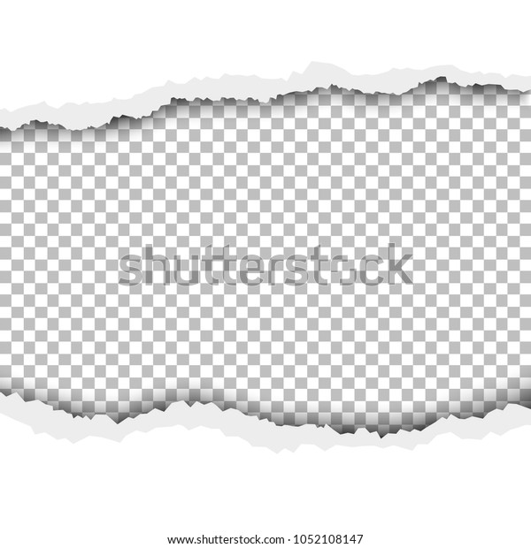 Torn hole in white sheet of paper\
with transparent background. Vector template paper\
design.