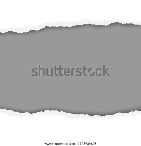 Torn hole in white sheet of paper with gray\
background. Vector template paper\
design.