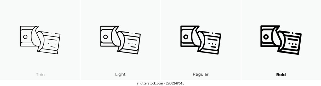 torn icon. Thin, Light Regular And Bold style design isolated on white background