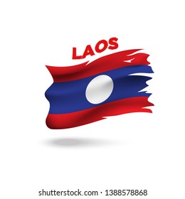 Torn Laos patriotic flag icon illustration