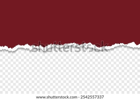 Torn maroon paper with transparent background for text or design.