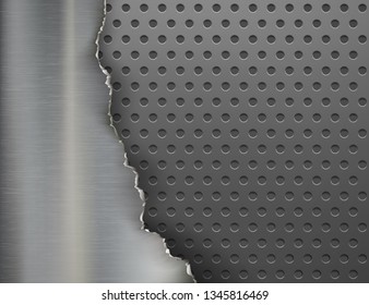 Torn Metal Background. Broken Steel Plate. Stock Vector Illustration.