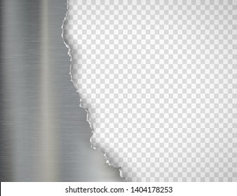 Torn Metal Plate. Isolated On A Transparent Background. Vector Template.