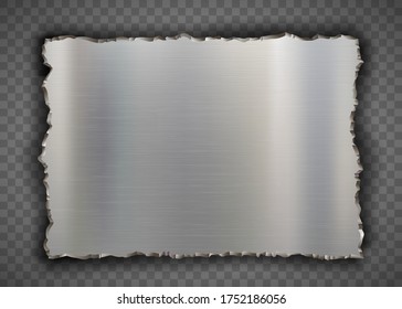 Torn metal plate or splinter. Isolated on a transparent background. Vector template