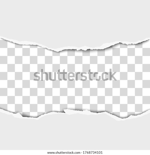Torn middle of white paper with\
white background under it. Vector template paper\
design.