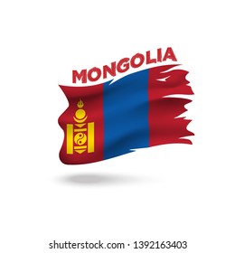 Torn Mongolia patriotic flag icon illustration