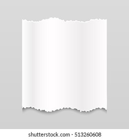 Torn note paper on a grey background. Vector Illustration.