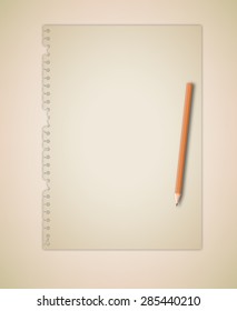 Torn Note Paper and Pencil Vector