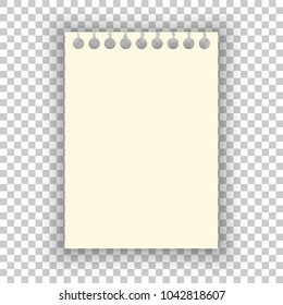 Torn note sheet. Vector illustration isolated on transparent background. Empty light amber high quality reminder template design  banner poster flyer realistic modern style greeting postcard page