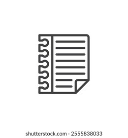 Torn Notebook Page line icon. linear style sign for mobile concept and web design. Torn sheet with spiral holes outline vector icon. Symbol, logo illustration. Vector graphics