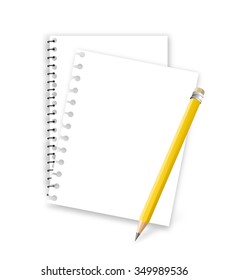 Torn notebook pages with pencil vector