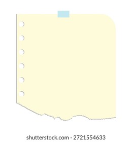 Torn Notebook Paper with Binder Holes Illustration