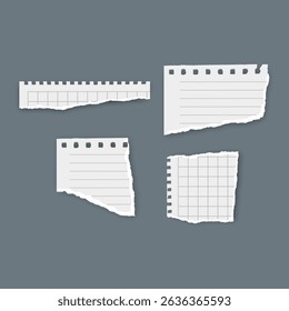 Torn Notebook Paper Pieces Vector illustration