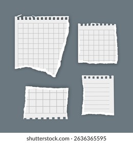 Torn Notebook Paper Pieces Vector illustration