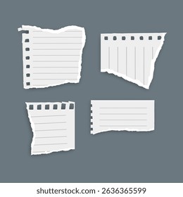 Torn Notebook Paper Pieces Vector illustration