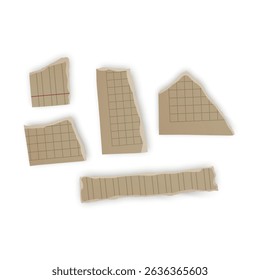 Piezas de papel de cuaderno rasgadas Ilustración vectorial
